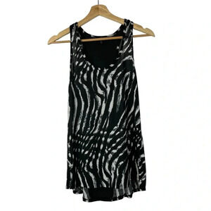 Boutique Lapis Black & White Printed Scoop Neck Tank Top M